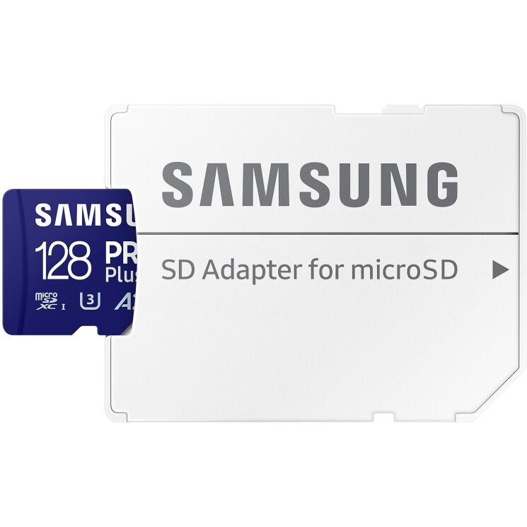 Карта памяти MicroSDXC Samsung PRO Plus 128GB C10 UHS-I R180MB/s + адаптер (MB-MD128SA/EU) - Blue: фото 2 из 13