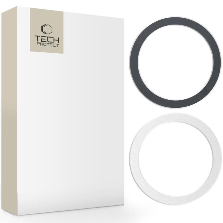 Комплект магнитных колец Tech-Protect Magnetic Ring - Black / Silver: фото 3 из 7