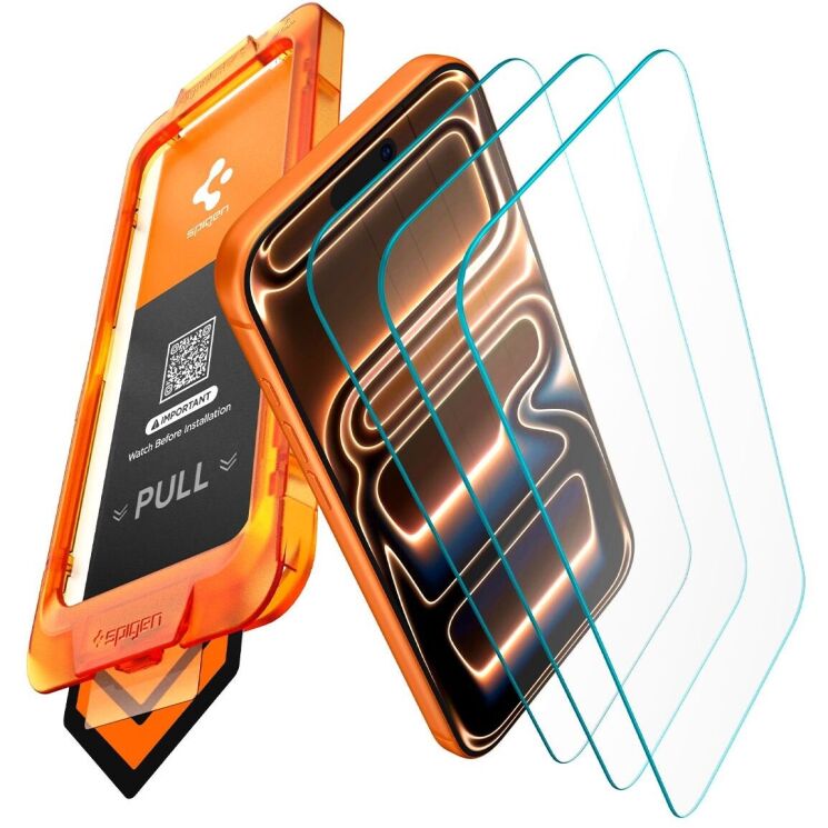 Комплект защитных стекол (3шт) Spigen Glas.tR AlignMaster S для iPhone 17 Pro Max (AGL10099): фото 1 из 18