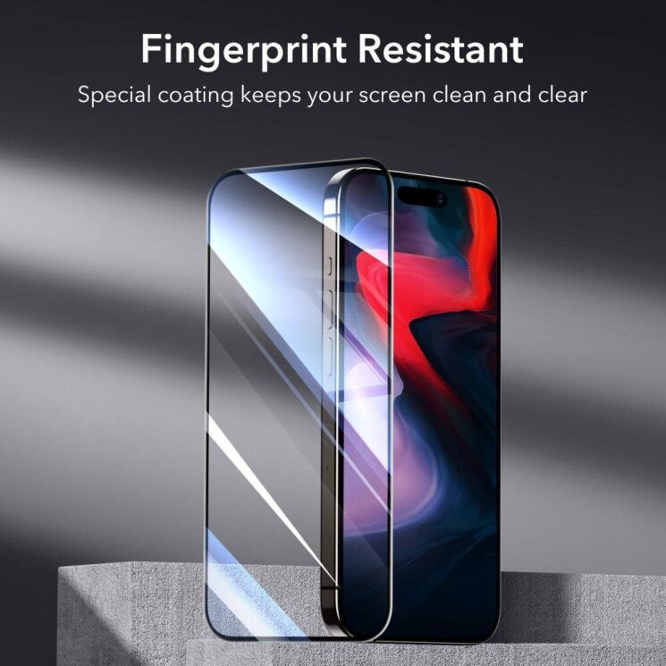 Комплект защитных стекол ESR Tempered Glass Set для Apple iPhone 15 Pro Max - Black: фото 9 из 10