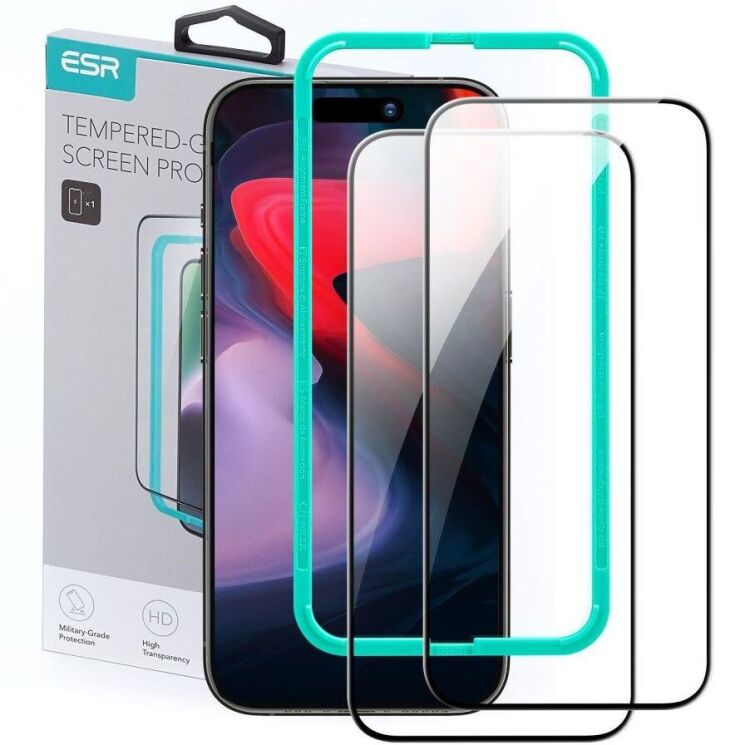 Комплект защитных стекол ESR Tempered Glass Set для Apple iPhone 15 Pro Max - Black: фото 1 из 10