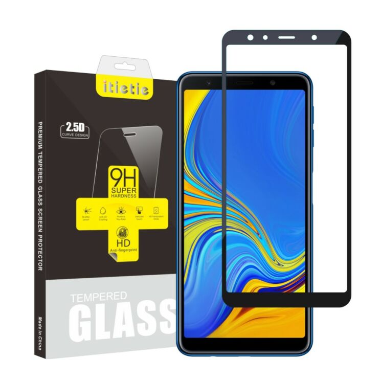 Комплект защитных стекол ITIETIE Silk Printing 2.5D для Samsung Galaxy A7 2018 (A750) - Black: фото 2 из 9