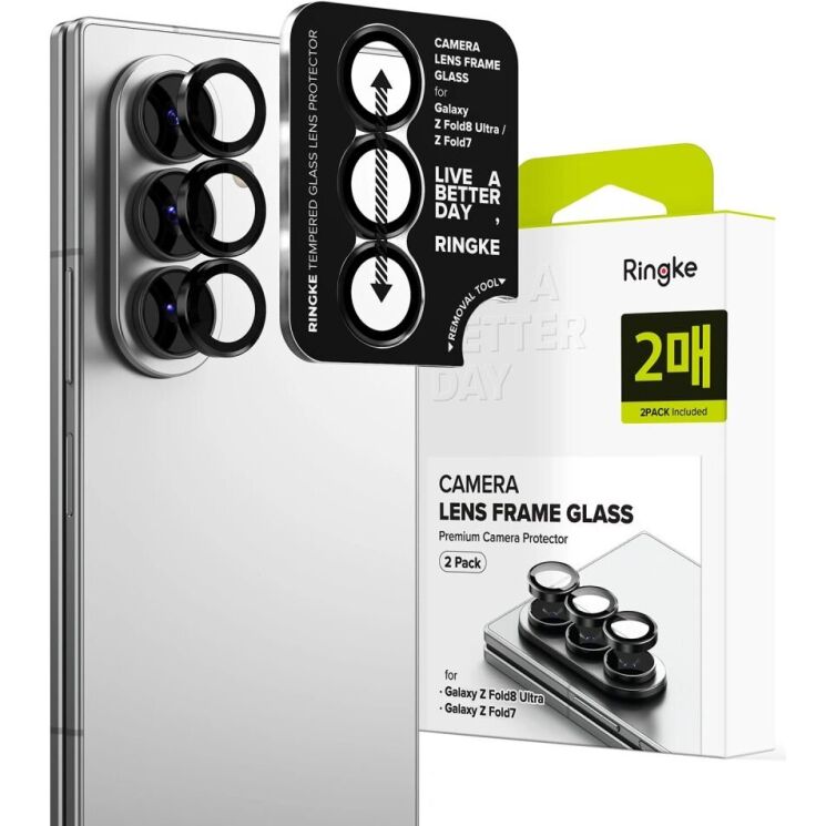 Комплект защитных стекол на камеру Ringke Camera Frame для Samsung Galaxy Fold 8 Ultra / Fold 7 (8800380460638) - Black: фото 1 из 19