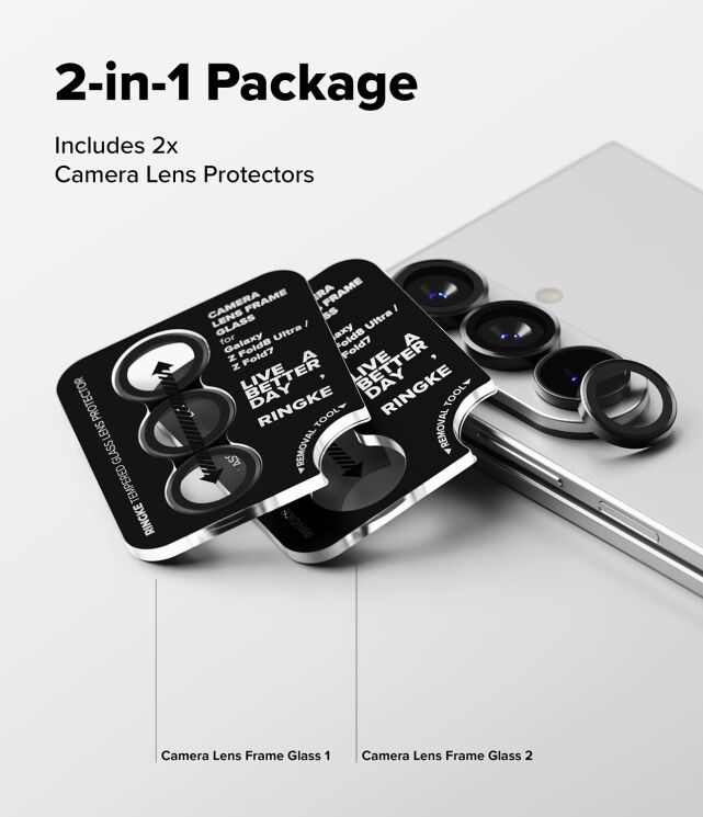 Комплект защитных стекол на камеру Ringke Camera Frame для Samsung Galaxy Fold 8 Ultra / Fold 7 (8800380460638) - Black: фото 9 из 19