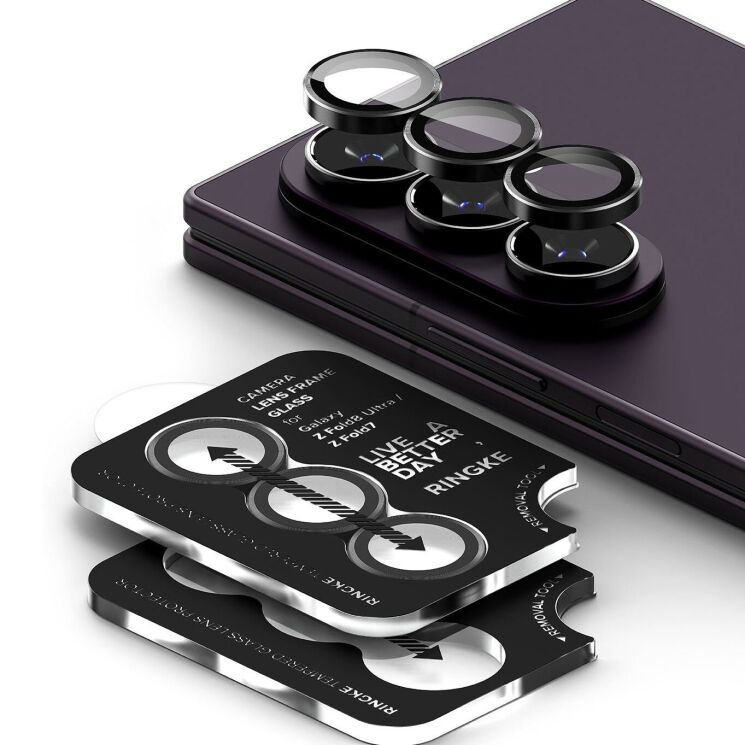 Комплект защитных стекол на камеру Ringke Camera Frame для Samsung Galaxy Fold 8 Ultra / Fold 7 (8800380460638) - Black: фото 3 из 19