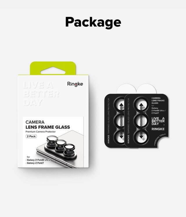 Комплект защитных стекол на камеру Ringke Camera Frame для Samsung Galaxy Fold 8 Ultra / Fold 7 (8800380460638) - Black: фото 17 из 19