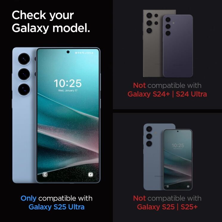 Комплект защитных стекол Spigen (SGP) GLAS.tR EZ Fit Privacy для Samsung Galaxy S25 Ultra (S938) AGL09335 - Black: фото 8 из 13