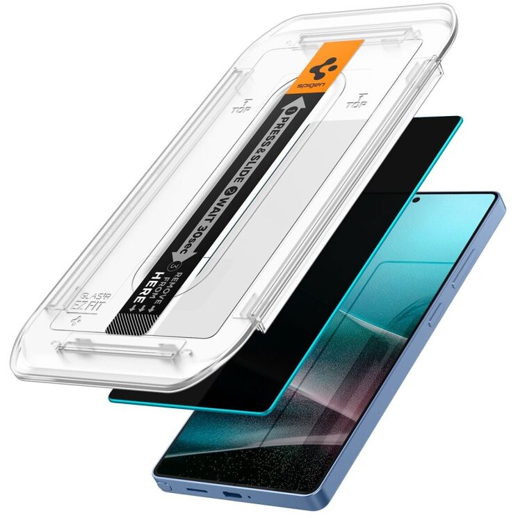 Комплект защитных стекол Spigen (SGP) GLAS.tR EZ Fit Privacy для Samsung Galaxy S25 Ultra (S938) AGL09335 - Black: фото 5 из 13