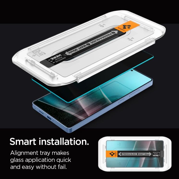 Комплект защитных стекол Spigen (SGP) GLAS.tR EZ Fit Privacy для Samsung Galaxy S25 Ultra (S938) AGL09335 - Black: фото 12 из 13