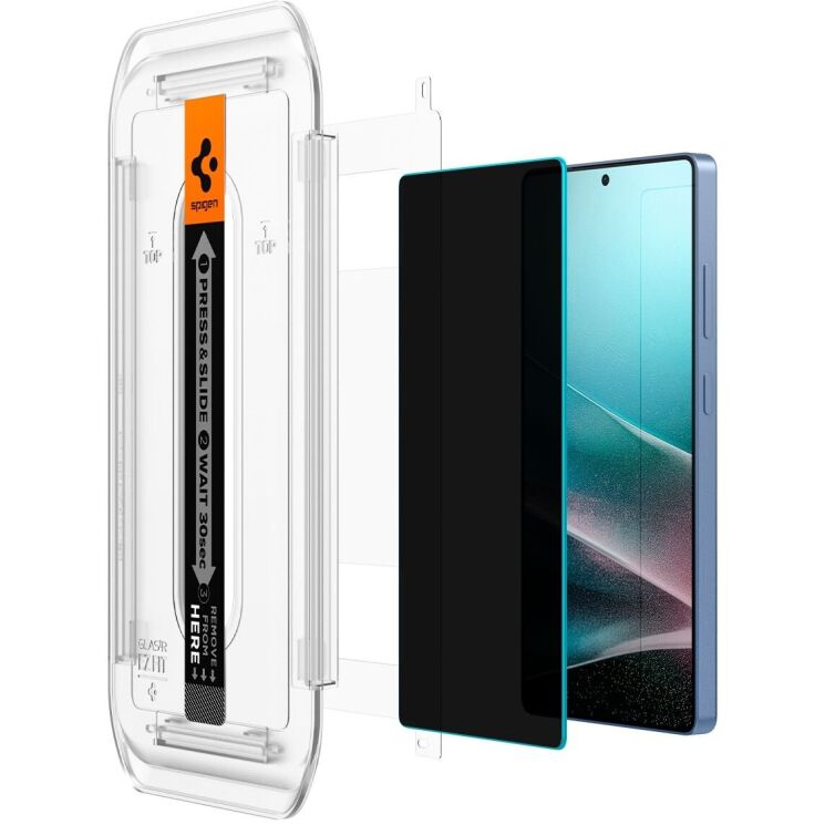 Комплект защитных стекол Spigen (SGP) GLAS.tR EZ Fit Privacy для Samsung Galaxy S25 Ultra (S938) AGL09335 - Black: фото 3 из 13