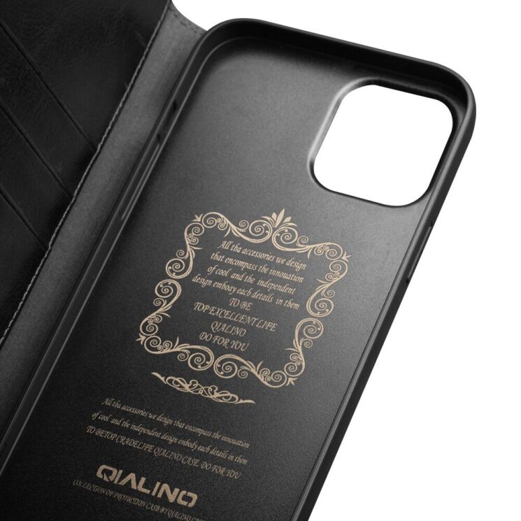 Кожаный чехол QIALINO Classic Case для Apple iPhone 13 mini - Black: фото 2 из 5