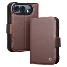 Шкіряний чохол QIALINO Wallet Case (FF) для iPhone Duo - Dark Brown: фото 1 з 11