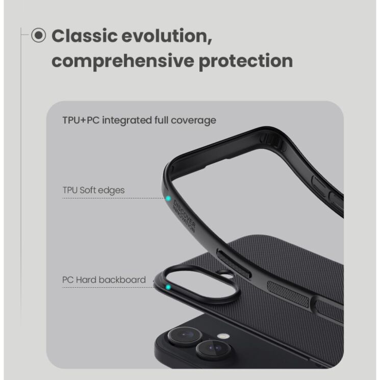 Пластиковый чехол NILLKIN Frosted Shield Pro для Apple iPhone 16 - Black: фото 10 из 18