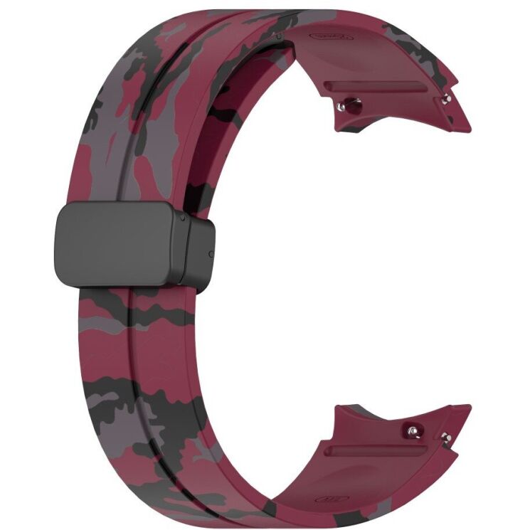 Ремінець Deexe Camo Silicone для Samsung Galaxy Watch 4 / 4 Classic / 5 / 5 Pro - Wine Red: фото 2 з 6