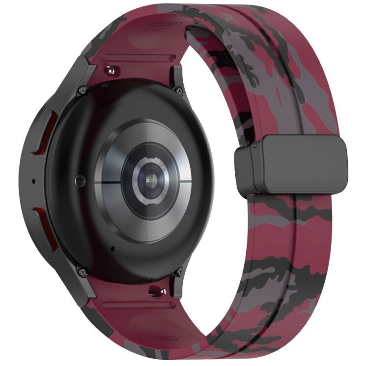 Ремінець Deexe Camo Silicone для Samsung Galaxy Watch 4 / 4 Classic / 5 / 5 Pro - Wine Red: фото 1 з 6