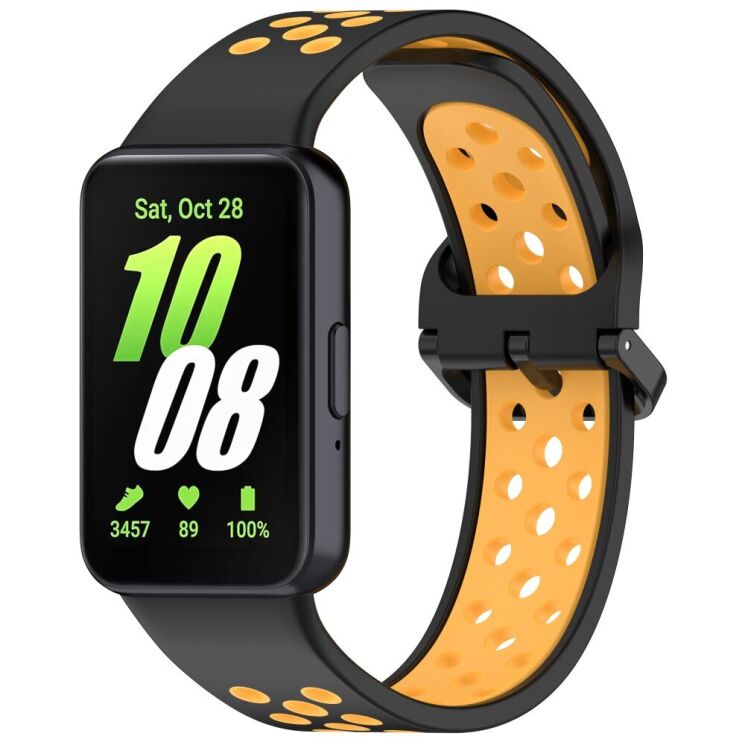 Ремешок Deexe Dot Color для Samsung Galaxy Fit 3 - Black / Yellow: фото 1 из 7