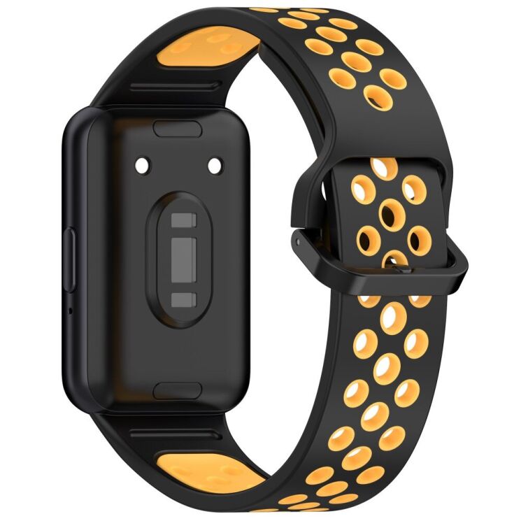 Ремешок Deexe Dot Color для Samsung Galaxy Fit 3 - Black / Yellow: фото 2 из 7