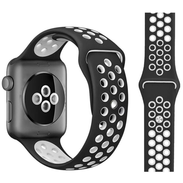 Ремінець Deexe Dual Color для Apple Watch 42 (Series 10) / 41 / 40 / SE 40 / 38 - Black / White: фото 1 з 1