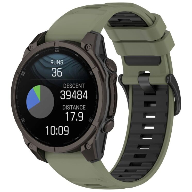 Ремешок Deexe Dual Color для часов с шириной крепления 22мм - Army Green / Black: фото 4 из 4