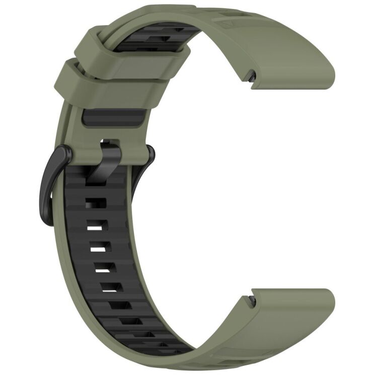 Ремешок Deexe Dual Color для часов с шириной крепления 22мм - Army Green / Black: фото 3 из 4