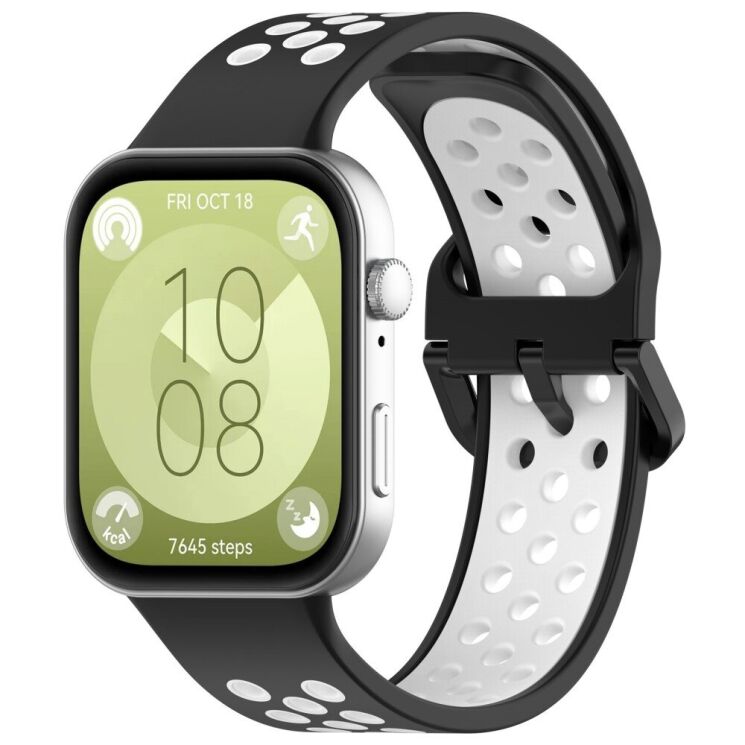 Ремешок Deexe Dual Color для Huawei Watch Fit 3 - Black / White: фото 4 из 7