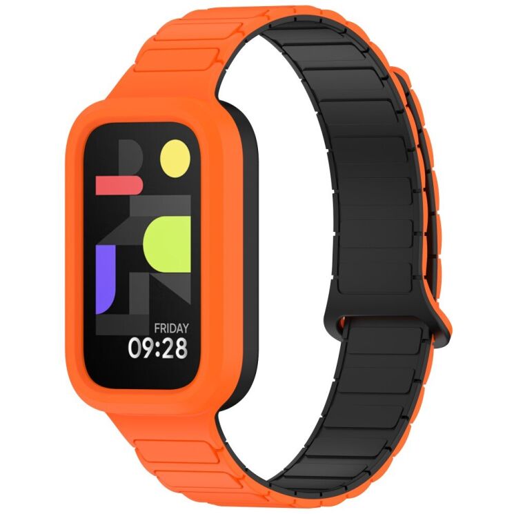 Ремешок Deexe Flexible Fit для Xiaomi Mi Smart Band 9 Active / Redmi Band 3 - Black / Orange: фото 4 из 6