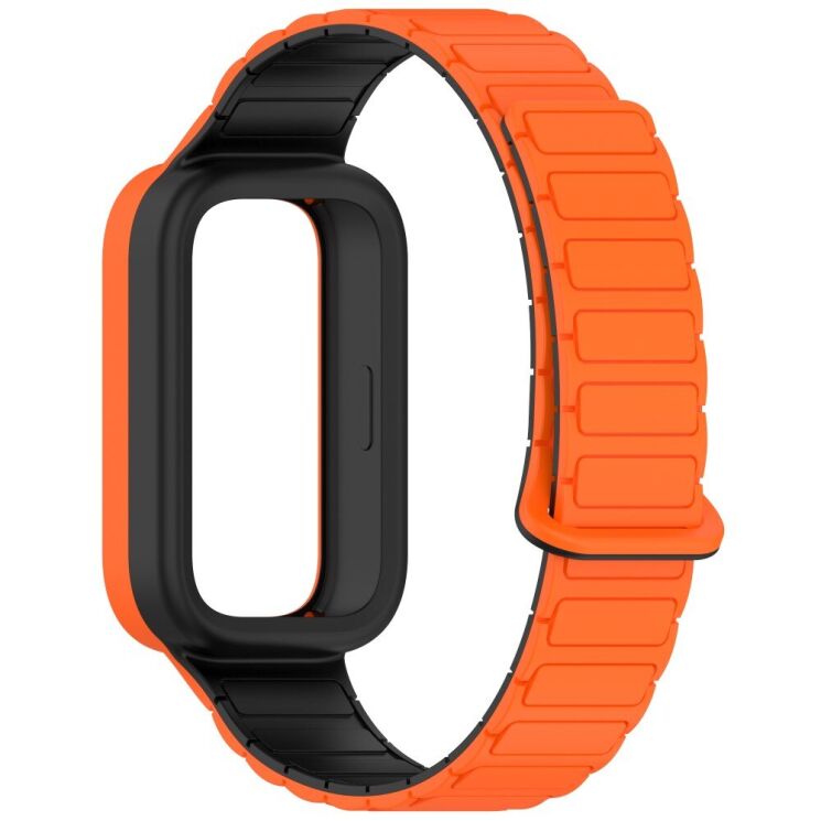 Ремешок Deexe Flexible Fit для Xiaomi Mi Smart Band 9 Active / Redmi Band 3 - Black / Orange: фото 2 из 6