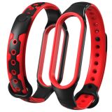 Ремешок Deexe Geometric Design для Xiaomi Mi Band 5 / Mi Band 6 - Black / Red: фото 1 из 5
