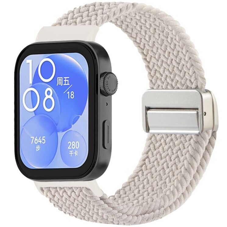 Ремешок Deexe Knitted Strap для Huawei Watch Fit 3 / Fit 4 / Fit 4 Pro - Light Starlight: фото 2 из 7