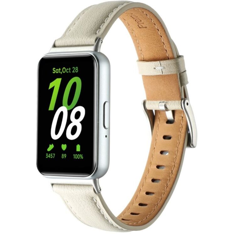 Ремінець Deexe Leather Strap для Samsung Galaxy Fit 3 - Milky White: фото 1 з 4