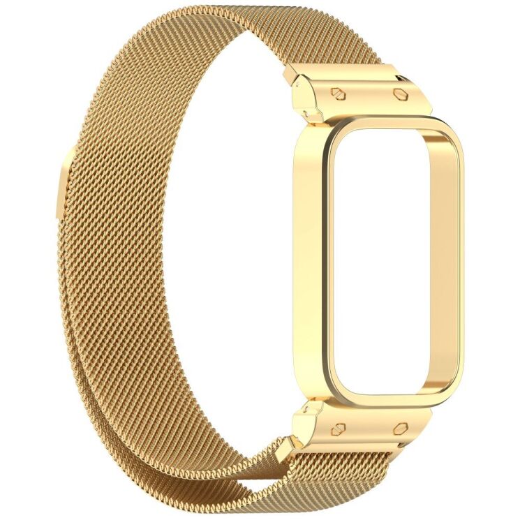 Ремешок Deexe Milanese Loop для Xiaomi Mi Smart Band 9 Active / Redmi Band 3 - Gold: фото 3 из 11