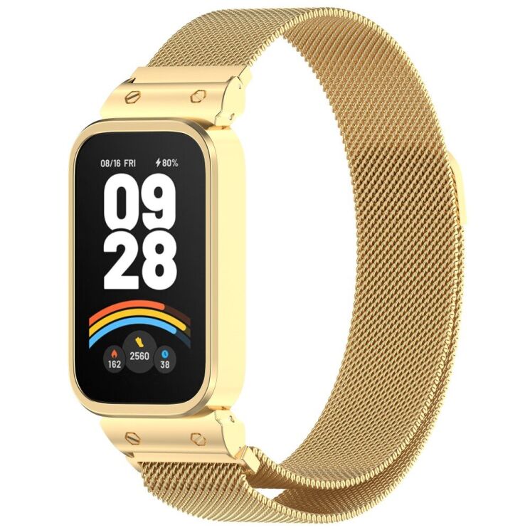 Ремешок Deexe Milanese Loop для Xiaomi Mi Smart Band 9 Active / Redmi Band 3 - Gold: фото 4 из 11