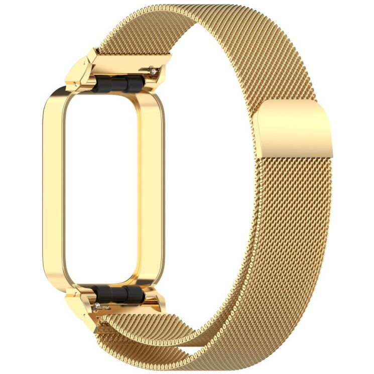 Ремешок Deexe Milanese Loop для Xiaomi Mi Smart Band 9 Active / Redmi Band 3 - Gold: фото 2 из 11