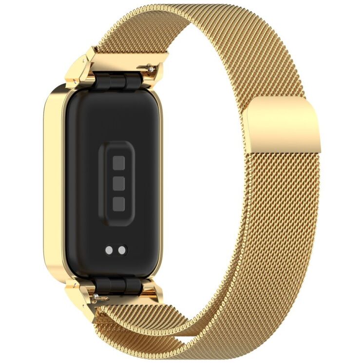 Ремешок Deexe Milanese Loop для Xiaomi Mi Smart Band 9 Active / Redmi Band 3 - Gold: фото 1 из 11