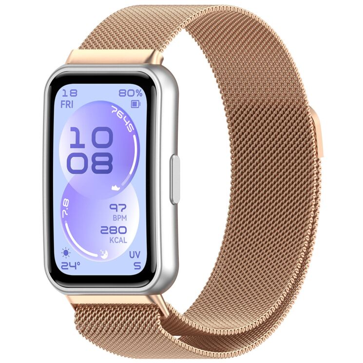 Ремешок Deexe Milanese Stainless Steel для Huawei Band 11 Pro / Band 11 - Rose Gold (410601RG) Ремешок Deexe Milanese Stainless Steel для Huawei Band 11 Pro / Band 11 - Rose Gold: фото 2 из 5
