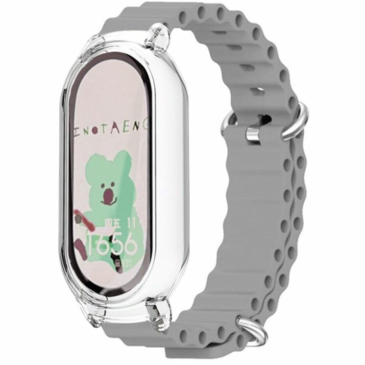 Ремешок Deexe Ocean Silicone для Xiaomi Mi Smart Band 8 - Grey: фото 2 из 7