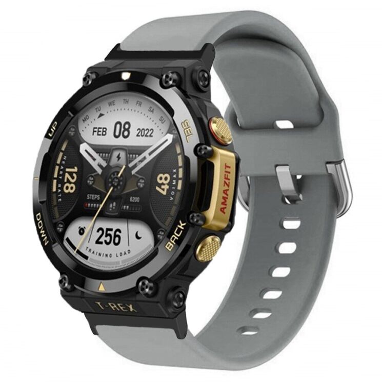 Ремешок Deexe Silicone Strap для Amazfit T-ReX 2 - Grey: фото 3 из 5