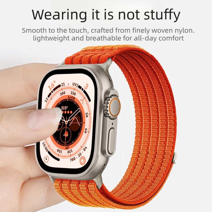 Ремешок Deexe Soft Weave для Apple Watch 49 / 46 / 45 / 44 / SE 44 / 42 (Series 1-3) / Ultra / Ultra 2 / Ultra 3 - Grey: фото 3 из 5