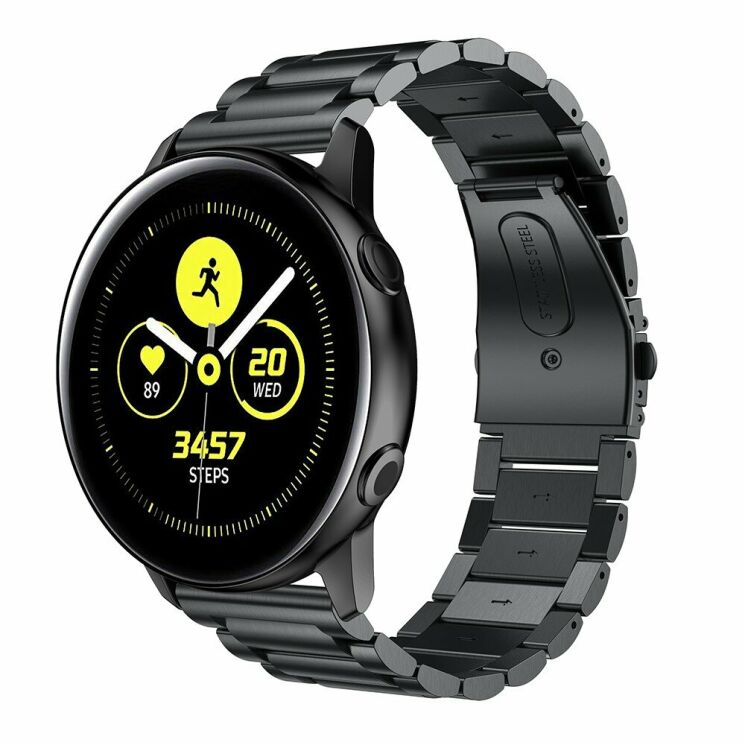 Ремінець Deexe Stainless Steel для Samsung Watch Active - Black: фото 1 з 5