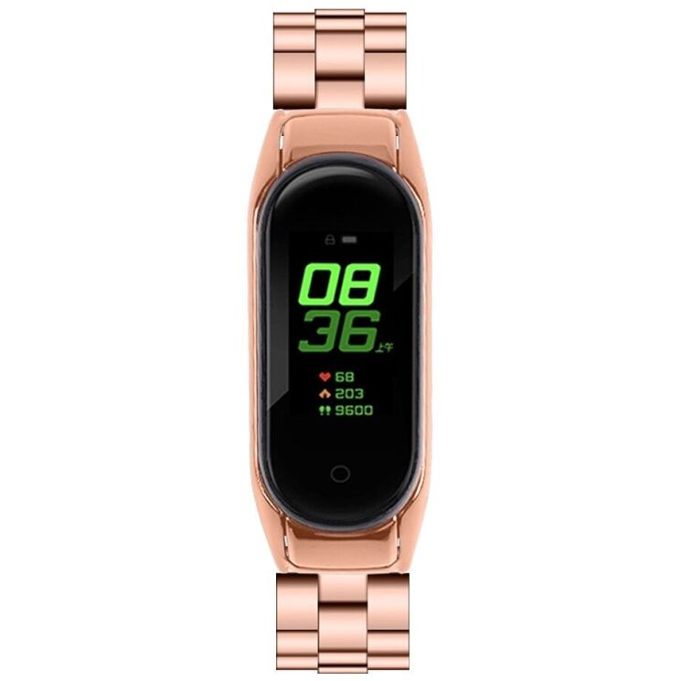 Ремешок Deexe Stainless Steel для Xiaomi Mi Smart Band 8 / 9 - Rose Gold: фото 4 из 6