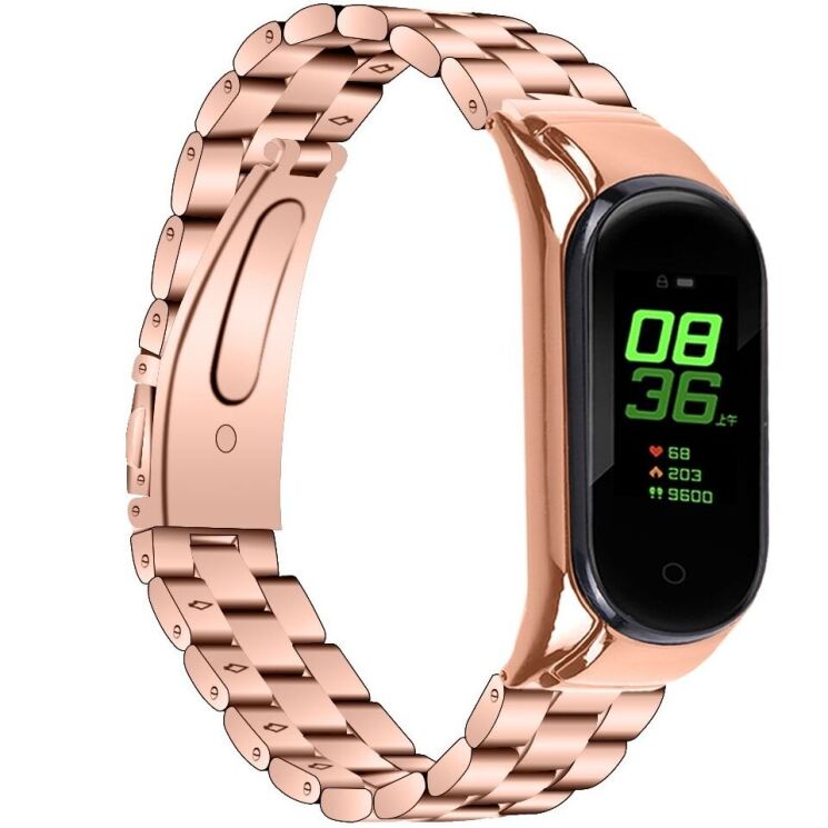 Ремешок Deexe Stainless Steel для Xiaomi Mi Smart Band 8 / 9 - Rose Gold: фото 2 из 6