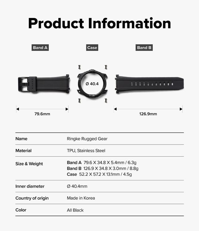 Ремінець Ringke Rugged Gear (FW) для Samsung Galaxy Watch 8 (44mm) 8800328814189 - All Black: фото 17 з 17