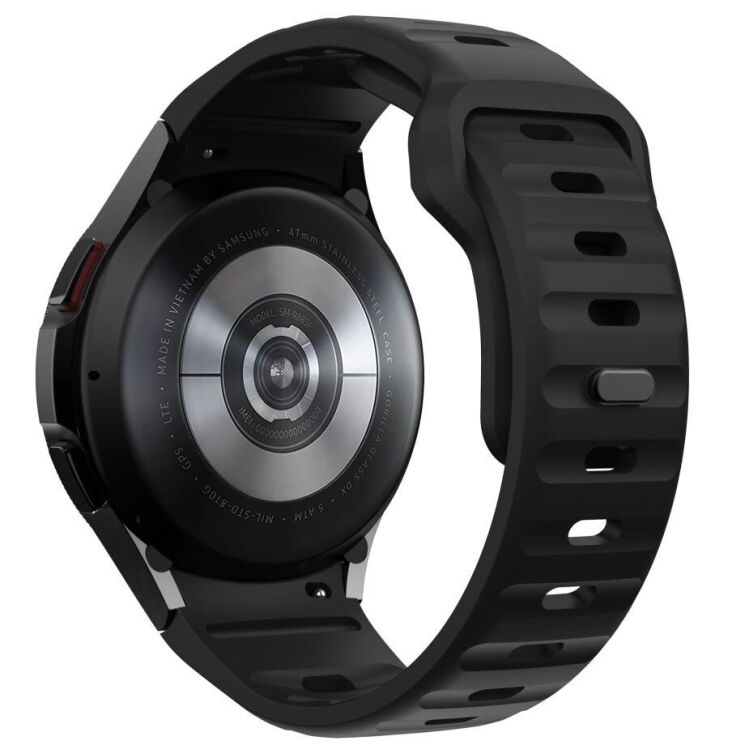 Ремешок Tech-Protect Silicone Line для Samsung Galaxy Watch 4 / 4 Classic / 5 / 5 Pro / 6 / 6 Classic / 7 / FE (5906302313600) - Black: фото 2 из 6