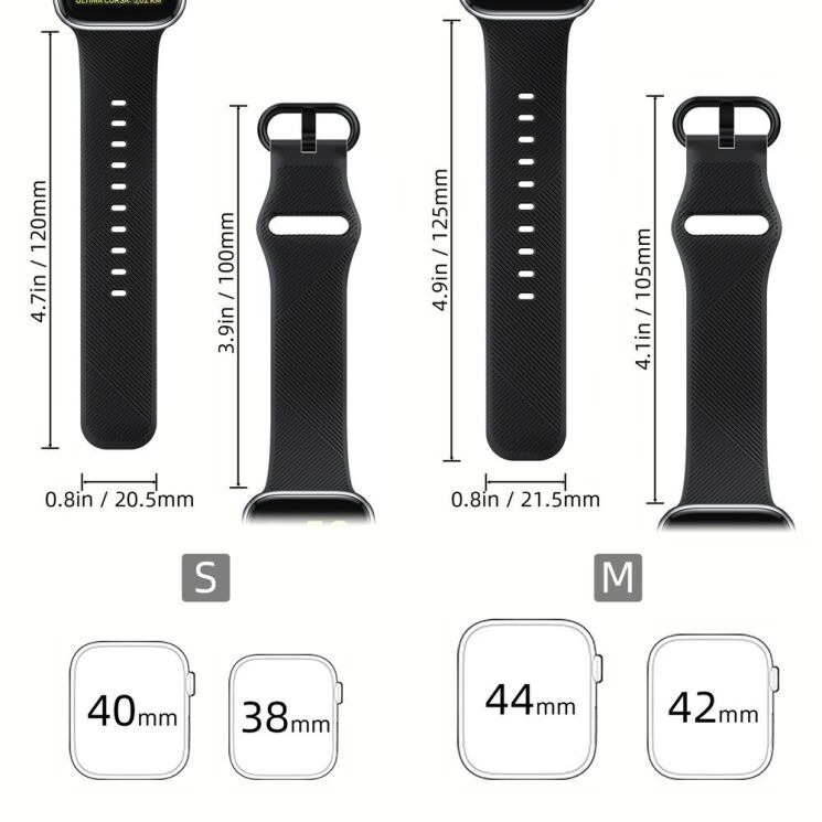 Ремешок UniCase Twill Texture Strap для Apple Watch 46 / 45 / 44 / SE 44 / 42 (Series 1-3) / Ultra / Ultra 2 / Ultra 3 - Black: фото 7 из 7