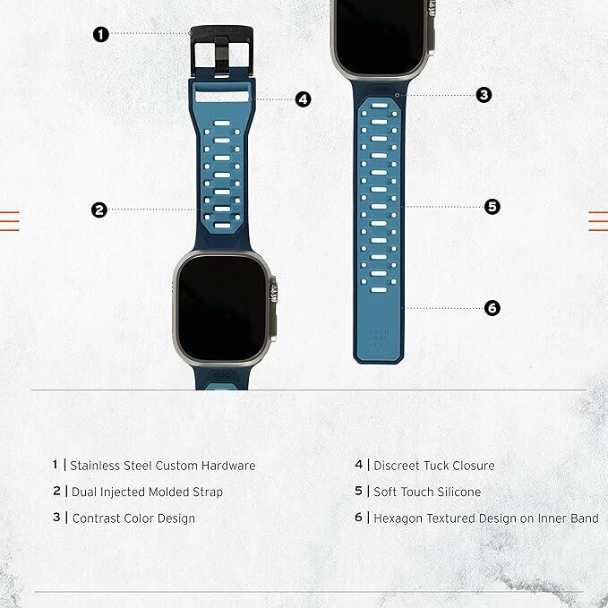 Ремешок URBAN ARMOR GEAR (UAG) Civilian (FW) для Apple Watch 46 / 45 / 44 / SE 44 / 42 (Series 1-3) / Ultra / Ultra 2 (194002115555) - Mallard: фото 6 из 9