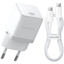 Сетевое зарядное устройство Baseus Palm 1C (20W) + кабель Type-C to Type-C (P10111602213-01) - White: фото 1 из 14