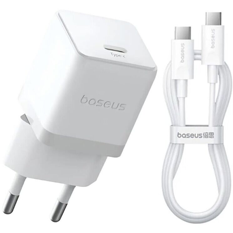 Сетевое зарядное устройство Baseus Palm 1C (20W) + кабель Type-C to Type-C (P10111602213-01) - White: фото 1 из 14