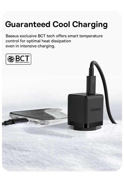 Сетевое зарядное устройство Baseus Palm 1C (20W) + кабель Type-C to Type-C (P10111602213-01) - White: фото 8 из 14