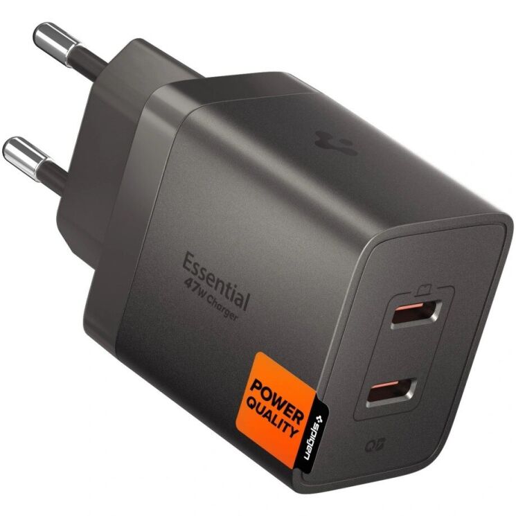 Сетевое зарядное устройство Spigen EE472EU GaN 47W (2Type-C) ACH10450 - Gunmetal: фото 1 из 7