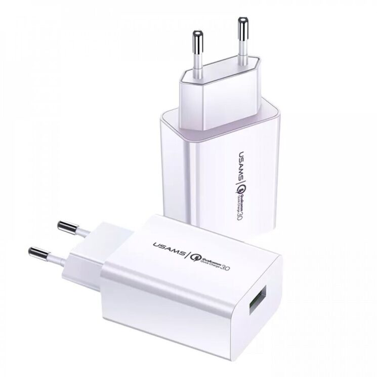 Мережевий зарядний пристрій USAMS US-CC083 T22 Single USB QC3.0 Travel Charger - White: фото 2 з 13